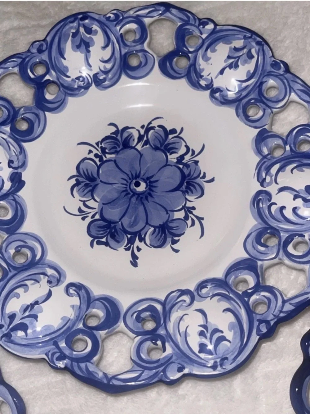 Lot of 4 Vintage Vestal Alcobaca Portugal Plates Blue & White  Retro RARE  MINT